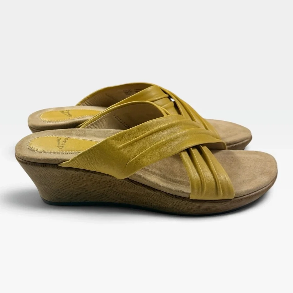 Dansko Avalon Nappa Wedge Slide Sandals Womens 41 Cornsilk Yellow Leather